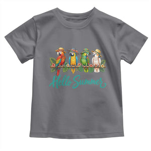 Hello Summer Parrots Toddler T Shirt Tropical Beach Vacation Graphic TS12 Charcoal Print Your Wear