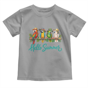 Hello Summer Parrots Toddler T Shirt Tropical Beach Vacation Graphic TS12 Sport Gray Print Your Wear