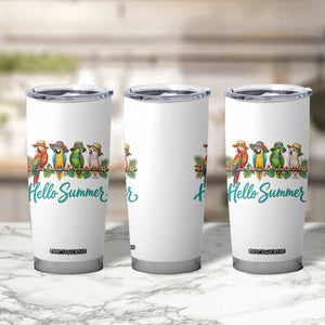 Hello Summer Parrots Tumbler Cup Tropical Beach Vacation Graphic TS12 Print Your Wear