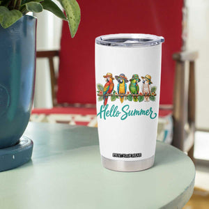 Hello Summer Parrots Tumbler Cup Tropical Beach Vacation Graphic TS12 Print Your Wear
