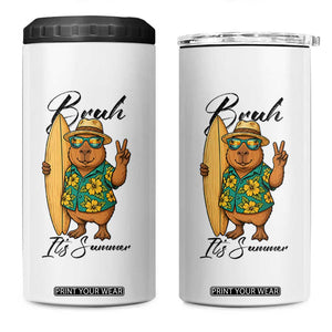 Bruh Its Summer 4 in 1 Can Cooler Tumbler Funny Capybara Surfer Beach Vacation Gift TS12 One Size: 16 oz White Print Your Wear