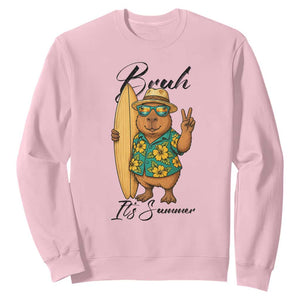 Bruh Its Summer Sweatshirt Funny Capybara Surfer Beach Vacation Gift