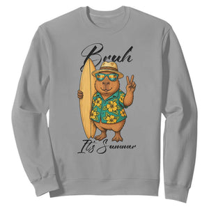 Bruh Its Summer Sweatshirt Funny Capybara Surfer Beach Vacation Gift