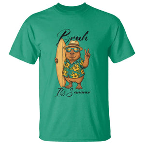 Bruh Its Summer T Shirt Funny Capybara Surfer Beach Vacation Gift TS12 Irish Green Print Your Wear