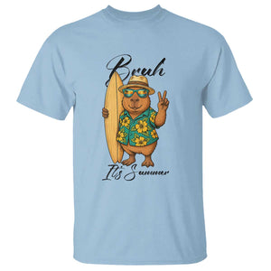 Bruh Its Summer T Shirt Funny Capybara Surfer Beach Vacation Gift TS12 Light Blue Print Your Wear