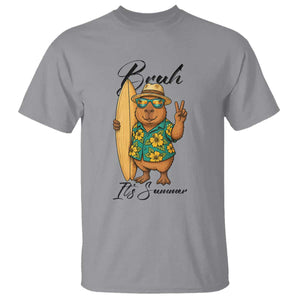 Bruh Its Summer T Shirt Funny Capybara Surfer Beach Vacation Gift TS12 Sport Gray Print Your Wear