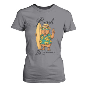 Bruh Its Summer T Shirt For Women Funny Capybara Surfer Beach Vacation Gift TS12 Charcoal Print Your Wear
