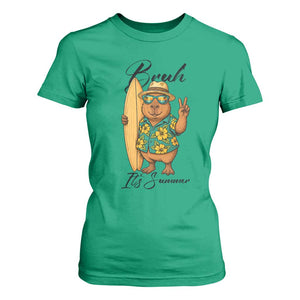 Bruh Its Summer T Shirt For Women Funny Capybara Surfer Beach Vacation Gift TS12 Irish Green Print Your Wear