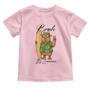 Bruh Its Summer Toddler T Shirt Funny Capybara Surfer Beach Vacation Gift TS12 Light Pink Print Your Wear
