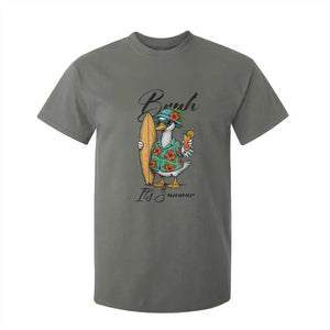 Bruh Its Summer T Shirt For Kid Funny Hawaiian Goose Surfer Graphic TS12 Military Green Print Your Wear