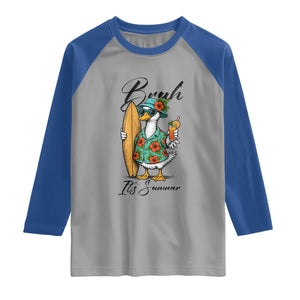 Bruh Its Summer Raglan Shirt Funny Hawaiian Goose Surfer Graphic TS12 Sport Gray Royal Print Your Wear