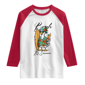Bruh Its Summer Raglan Shirt Funny Hawaiian Goose Surfer Graphic TS12 White Red Print Your Wear