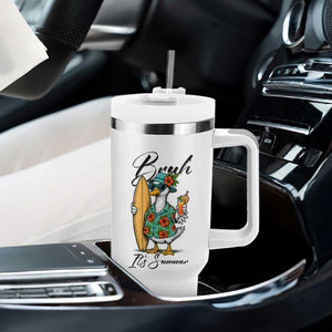 Bruh Its Summer Tumbler With Handle Funny Hawaiian Goose Surfer Graphic