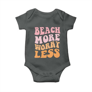 Beach More Worry Less Baby Onesie Boho Summer Vacation TS12 Dark Heather Print Your Wear