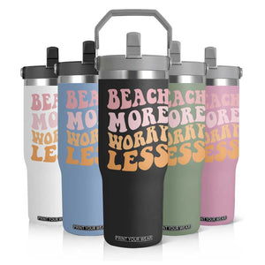 Beach More Worry Less Flip Straw Tumbler Boho Summer Vacation