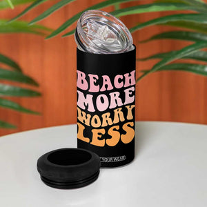 Beach More Worry Less 4 in 1 Can Cooler Tumbler Boho Summer Vacation TS12 Print Your Wear