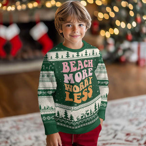 Beach More Worry Less Ugly Christmas Sweater Boho Summer Vacation