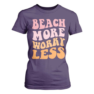 Beach More Worry Less T Shirt For Women Boho Summer Vacation TS12 Purple Print Your Wear