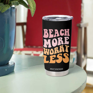 Beach More Worry Less Tumbler Cup Boho Summer Vacation
