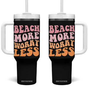 Beach More Worry Less Tumbler With Handle Boho Summer Vacation