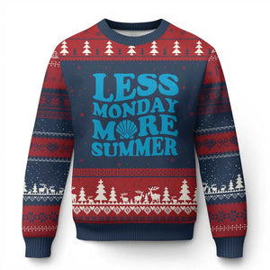 Less Monday More Summer Ugly Christmas Sweater Retro Beach Seashell Graphic