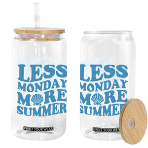 Less Monday More Summer Glass Can Retro Beach Seashell Graphic
