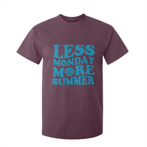 Less Monday More Summer T Shirt For Kid Retro Beach Seashell Graphic