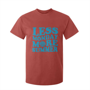 Less Monday More Summer T Shirt For Kid Retro Beach Seashell Graphic
