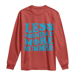 Less Monday More Summer Long Sleeve Shirt Retro Beach Seashell Graphic