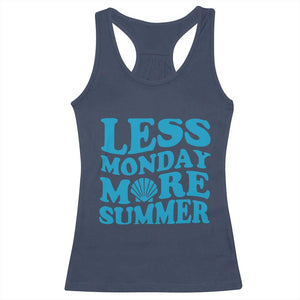 Less Monday More Summer Racerback Tank Top Retro Beach Seashell Graphic