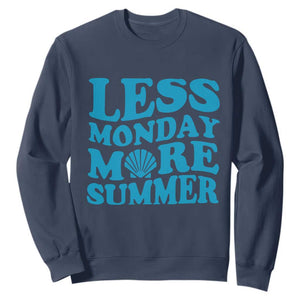 Less Monday More Summer Sweatshirt Retro Beach Seashell Graphic