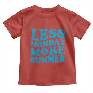 Less Monday More Summer Toddler T Shirt Retro Beach Seashell Graphic TS12 Red Print Your Wear