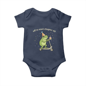 Off To Start Chapter 40 Baby Onesie Funny Frog Scooter 40th Birthday Gift
