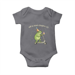 Off To Start Chapter 35 Baby Onesie Funny Frog Scooter 35th Birthday Gift