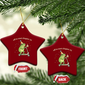 Off To Start Chapter 35 Ceramic Ornament Funny Frog Scooter 35th Birthday Gift