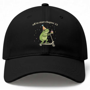 Off To Start Chapter 25 Baseball Cap Funny Frog Scooter 25th Birthday Gift