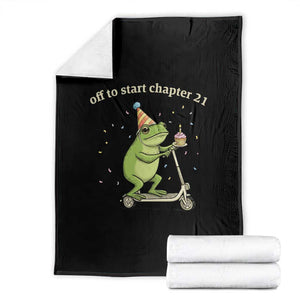 Off To Start Chapter 21 Throw Blanket Funny Frog Scooter 21st Birthday Gift
