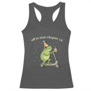 Off To Start Chapter 18 Racerback Tank Top Funny Frog Scooter 18th Birthday Gift