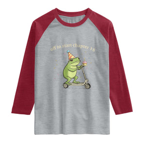 Off To Start Chapter 18 Raglan Shirt Funny Frog Scooter 18th Birthday Gift