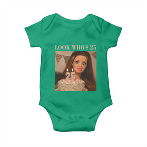 Look Who's 25 Baby Onesie Funny Birthday Doll Face Meme