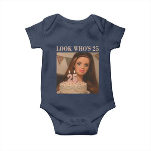 Look Who's 25 Baby Onesie Funny Birthday Doll Face Meme