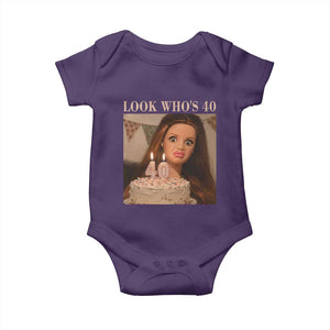 Look Who's 40 Baby Onesie Funny Birthday Doll Face Meme