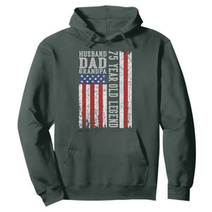 Husband Dad Grandpa 75 Year Old Legend Hoodie American Flag Birthday Gift