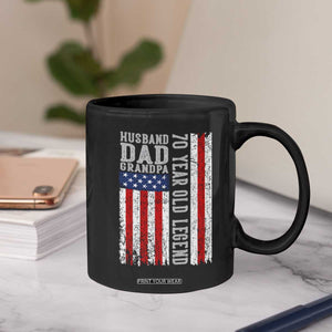 Husband Dad Grandpa 70 Year Old Legend Coffee Mug American Flag Birthday Gift
