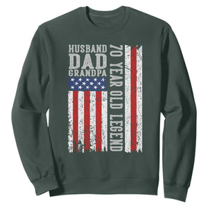 Husband Dad Grandpa 70 Year Old Legend Sweatshirt American Flag Birthday Gift