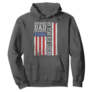 Husband Dad Grandpa 65 Year Old Legend Hoodie American Flag Birthday Gift