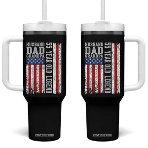 Husband Dad Grandpa 55 Year Old Legend Tumbler With Handle American Flag Birthday Gift