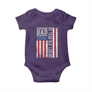 Husband Dad Grandpa 50 Year Old Legend Baby Onesie American Flag Birthday Gift