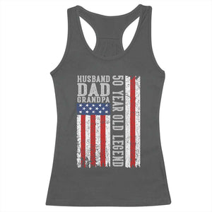 Husband Dad Grandpa 50 Year Old Legend Racerback Tank Top American Flag Birthday Gift