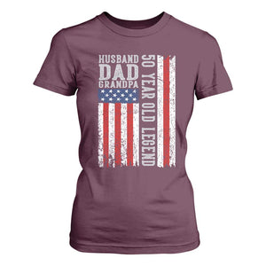 Husband Dad Grandpa 50 Year Old Legend T Shirt For Women American Flag Birthday Gift